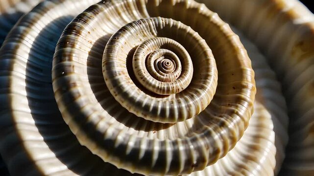 Close-Up of a Spiral Shell Showing Intricate Texture

