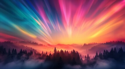 Obraz premium Surreal Skies with Vibrant Color Streaks at Dusk