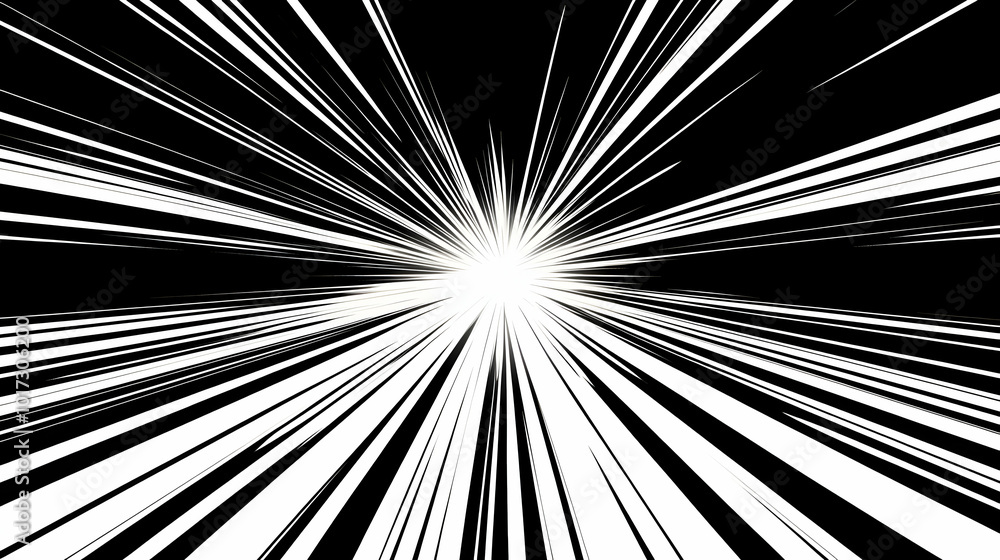 Poster abstract illustration of dynamic lines radiating from a central point.