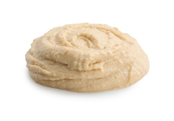 Sample of delicious hummus isolated on white