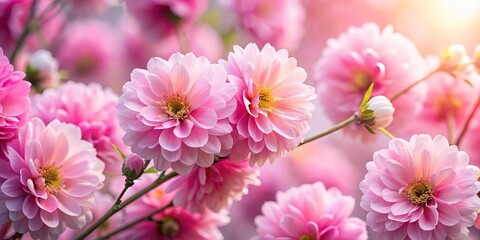 Delicate pink blossoms on a soft-focus background, bathed in warm sunlight, evoke a sense of gentle beauty and spring's delicate arrival.