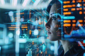 A futuristic holographic financial advisor provides AI-driven insights on a digital display, highlighting advanced personal finance management tools