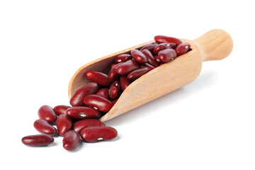Dried red beans in scoop isolated on white