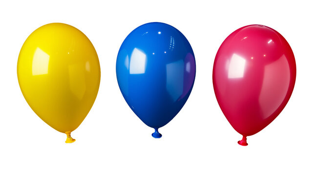 Colorful glossy balloons floating against a transparente background &ndash; Festive party decorations with vibrant colors and shiny surfaces.