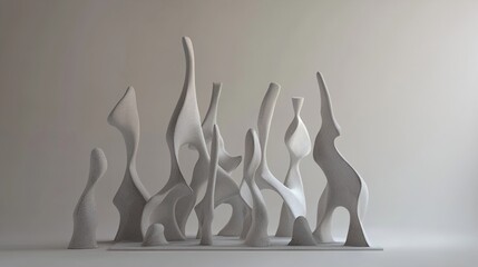 Abstract White Sculptures: A Modern Art Installation