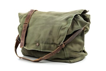 soldier green bag on white isolated background