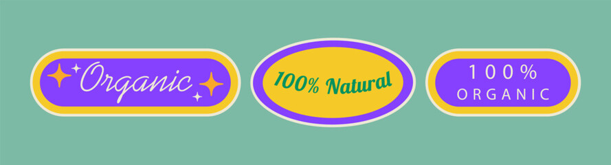 Colorful Food Labels for Organic, Vegetarian, Gluten-Free, and Fresh Juice Products

