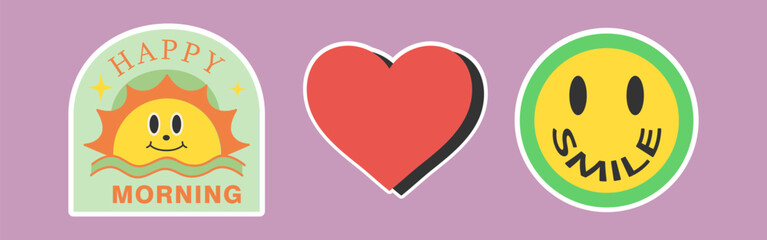 Happy Morning, Heart, and Smiley Face Stickers for Positive Vibes


