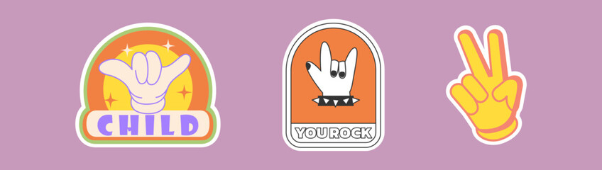 Peace and Love Hand Gesture Stickers with Retro Vibes for Fun Designs

