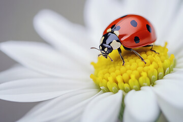 Fototapeta premium Ladybug on a White Daisy