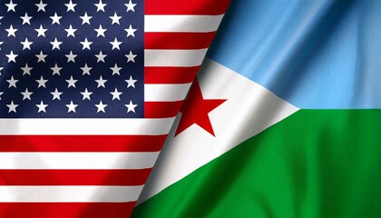 アメリカの国旗とジブチの国旗(America flag & Djibouti flag.)
