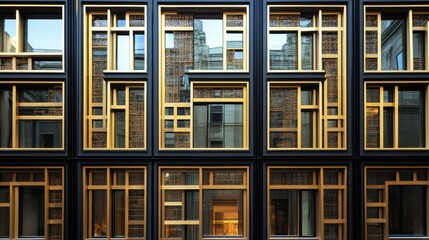 Obraz premium Gold and Black Window Facade