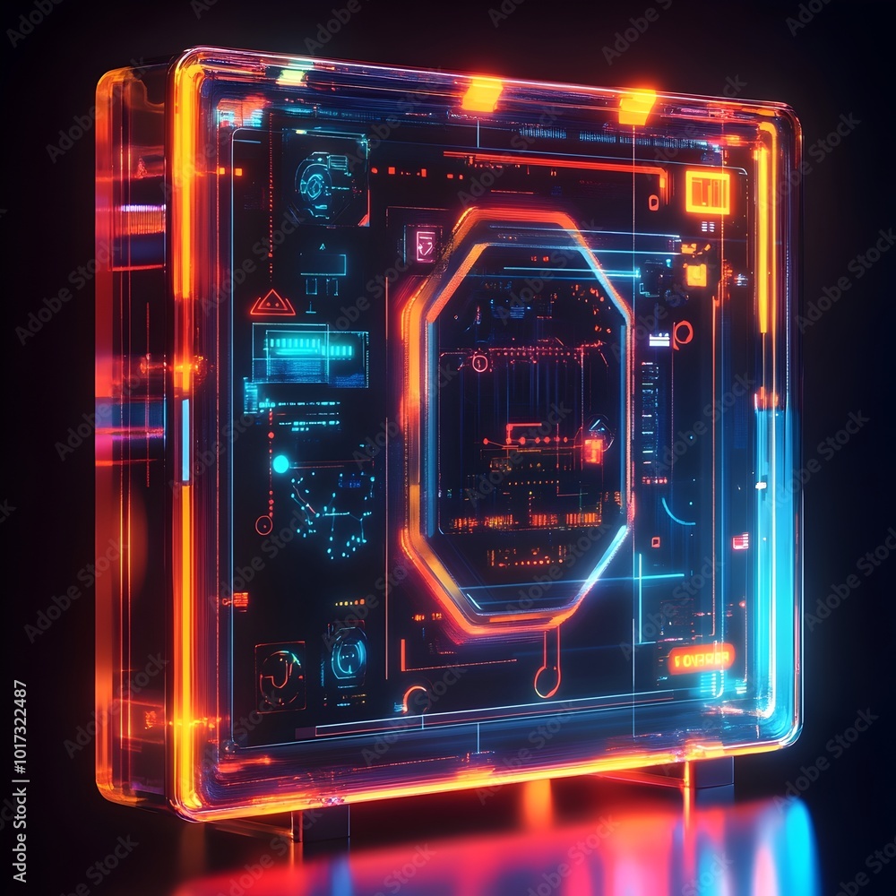 Poster cutting edge holographic control panel for a secure and intelligent smart home system featuring adva