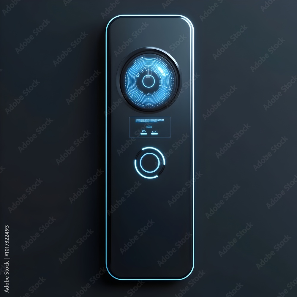 Poster innovative smart home security system with state of the art holographic control panel and ai driven 
