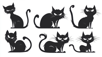 Black cat. Halloween decoration element.