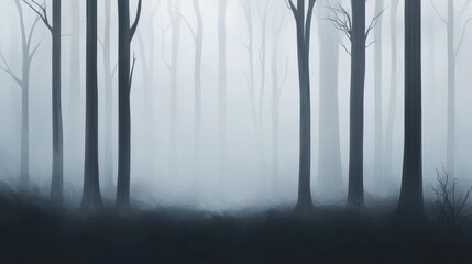 Dark forest with fog. Halloween theme background.