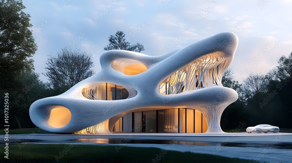 Aufkleber futuristic 3d printed architecture innovative digital construction and tech driven building design s