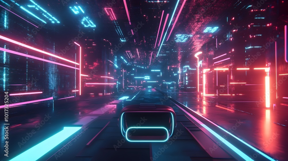 Poster futuristic holographic gaming interface with neon colors and immersive vr experience innovative digi