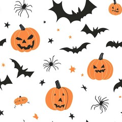 Repetitive tile of Halloween theme pumpkin pattern.