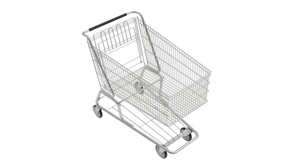 supermarket cart isolated on transparent background