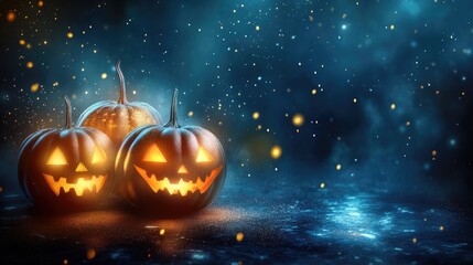 Festive Halloween Greeting with Sparkling Effects on Dark Background
