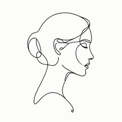 Poster encadré Female profile in minimalist one-line sketch