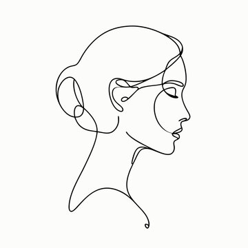 recommend clip art: Female profile in minimalist one-line sketch