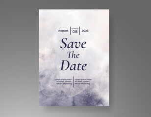 Wedding card invitation template with hand painted watercolor splash