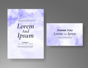 Wedding card invitation template with hand painted watercolor splash