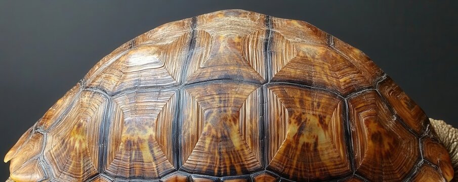 Closeup of a turtle s shell, zooming in to show the texture and grooves, revealing the layers of its hard, protective surface