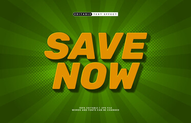 save now editable text effect with a sale and discount text style