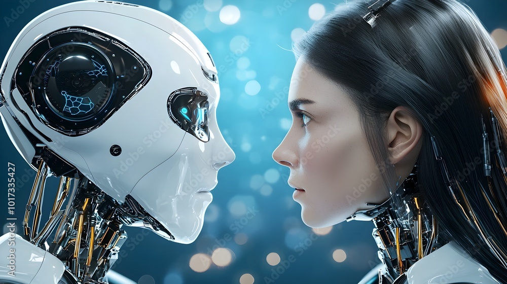 Aufkleber chatbot technology connecting people and information in a futuristic online network highlighting the
