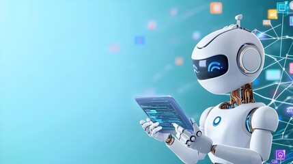 Fototapeta premium AI Powered Chatbot Connecting Users Globally Through Futuristic Digital Network and Advanced Technology Tools Showcasing Innovation in Seamless Information and Data Access