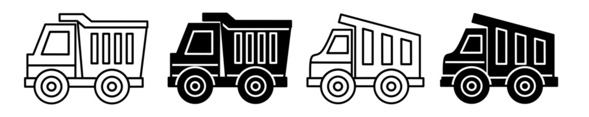 Silhouette of truck icon illustration on white background. Truck icon set for business. Stock vector.