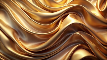 Fototapeta premium Flowing Golden Fabric with Gentle Waves, Reflecting Soft Light