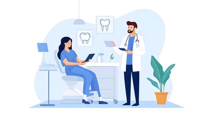 Futuristic scene of a dental healthcare team including doctors and nurses