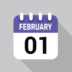 1 february calender icon text page monthly web design.