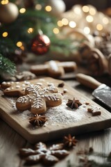 Star shape ginger bread cookies on table for holiday party