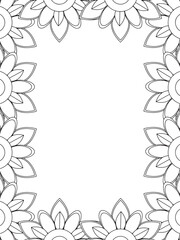 All these designs are hand-drawn and unique 
Flower Border Beautiful black and white illustration for adult coloring book,
This is a printable Beautiful Zentangle Coloring page for KDP Interior, POD p