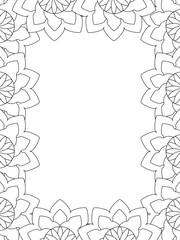 All these designs are hand-drawn and unique 
Flower Border Beautiful black and white illustration for adult coloring book,
This is a printable Beautiful Zentangle Coloring page for KDP Interior, POD p