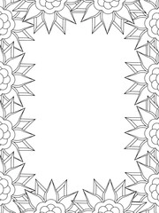 All these designs are hand-drawn and unique 
Flower Border Beautiful black and white illustration for adult coloring book,
This is a printable Beautiful Zentangle Coloring page for KDP Interior, POD p