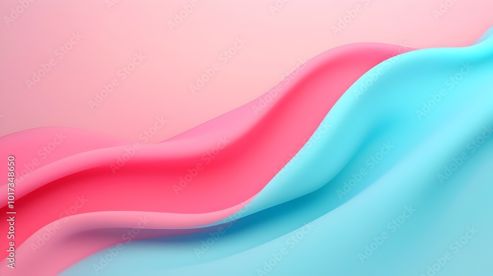 Poster serene pastel waves a smooth 3d with vibrant gradient transitions evoking a calming dreamy atmospher