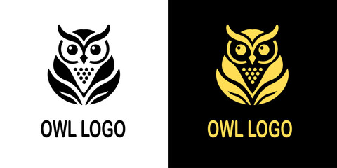 Stylized owl logo design featuring sharp lines and geometric shapes, representing wisdom and knowledge. Perfect for educational institutions, bookshops, or creative businesses