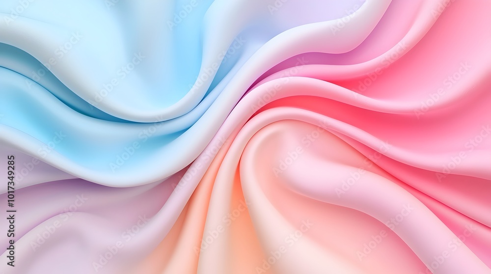 Poster elegant and delicate pastel swirls abstract 3d background with fluid motion and soft calming texture