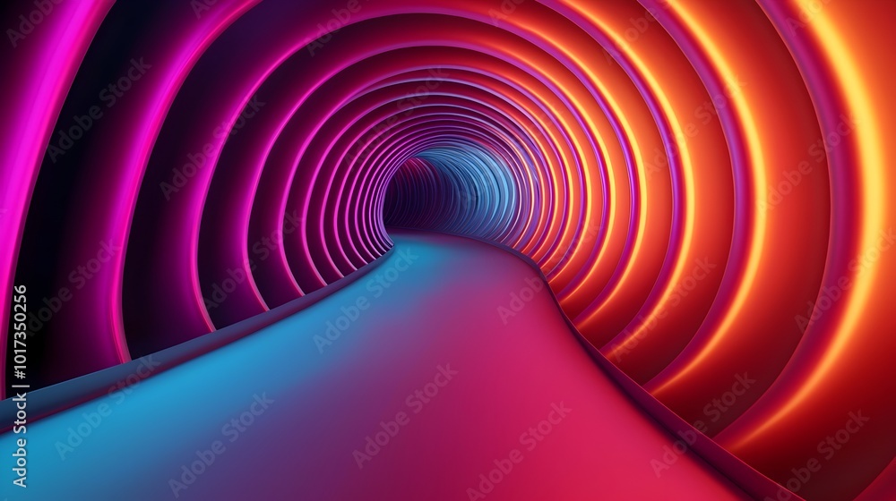 Poster futuristic glowing lines and multicolored 3d digital with a vibrant dynamic and captivating design f