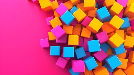 Obraz premium Vibrant Colorful Cubes Forming a Dynamic Abstract 3D with Geometric Patterns and Shapes on a Minimalist Background