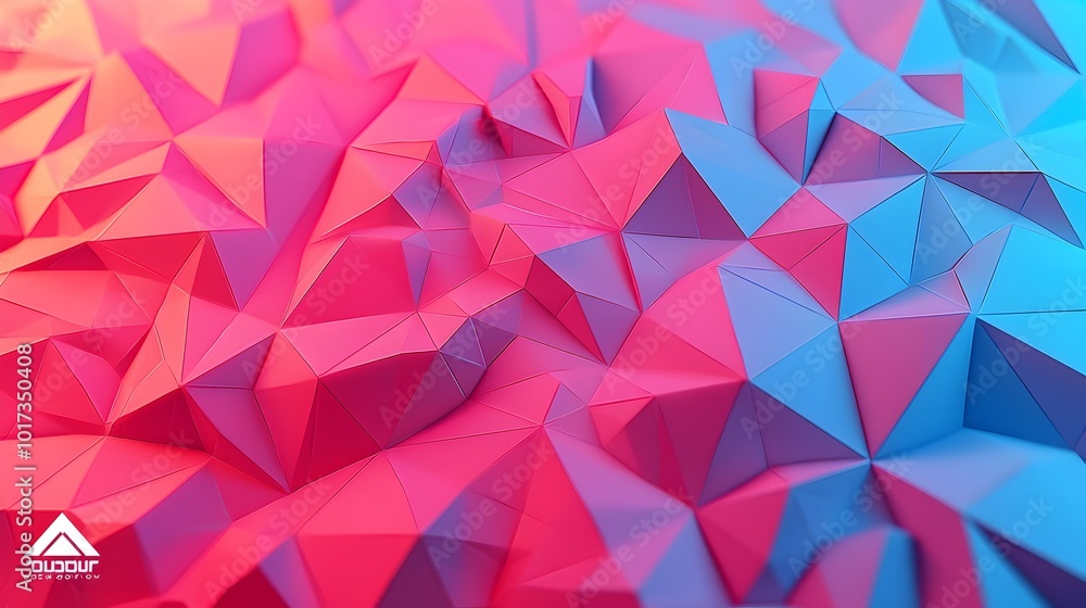 Poster captivating 3d digital featuring a dynamic arrangement of bright geometric polygonal shapes in vibra