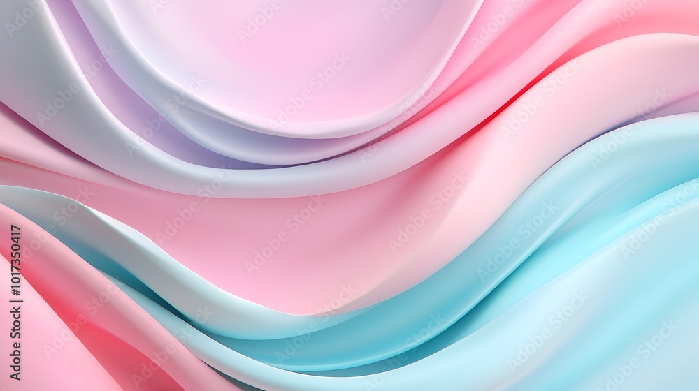 Poster delicate pastel swirls abstract 3d background with soft elegant curves and fluid shapes contemporary