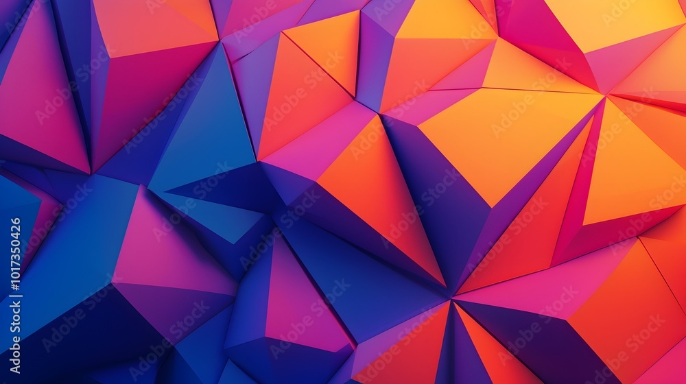 Poster captivating 3d featuring bright geometric polygonal shapes with fluid futuristic color transitions a