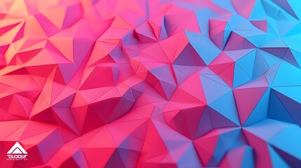 Fototapeta premium Captivating 3D digital featuring a dynamic arrangement of bright geometric polygonal shapes in vibrant futuristic color transitions creating a mesmerizing contemporary